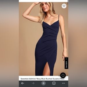 Sweetest Admirer Navy Blue Ruched Surplice Maxi Dress